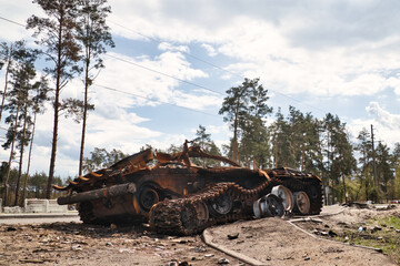 Destroyed russian tank near Kyiv