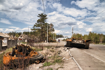 Destroyed russian tank near Kyiv
