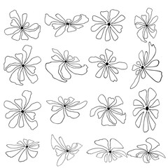 Set of abstract flowers in Scandinavian style. Hand drawing, contour work