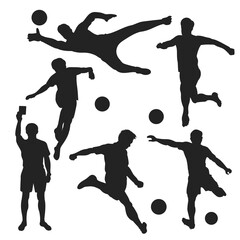 A set of football player vector illustration silhouette