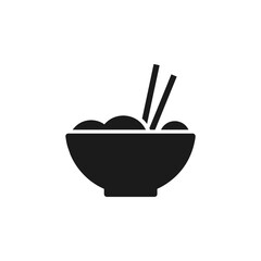 bowl of noodle or soup with chopstick isolated on white background