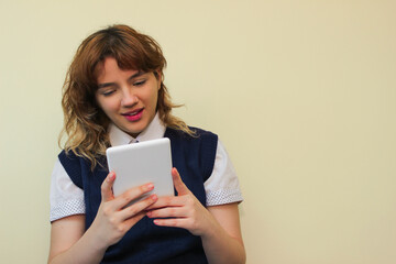 Fototapeta premium Girl reading with a happy face