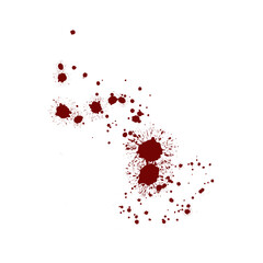 Red blood splatter stain on white background - obrazy, fototapety, plakaty