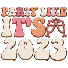 Happy New Year Retro Sublimation T Shirt Design