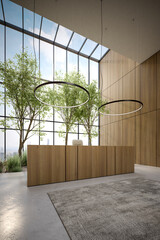 Modern style conceptual reception interior room 3d illustration