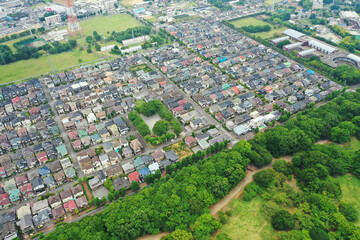 柏市の住宅街の空撮