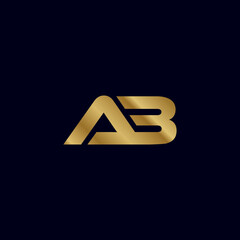 Gold Letter A B Initial Logo Template