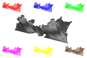 Aurelino Leal municipality (Bahia state, Municipalities of Brazil, Federative Republic of Brazil) map vector illustration, scribble sketch Aurelino Leal map