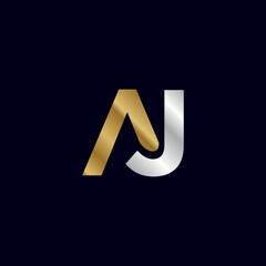 Gold Letter A J Initial Logo Template