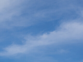 Blue sky background with clouds. Clear blue sky with white clouds on a sunny day