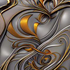 3D beautiful scroll and filigree pattern render