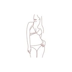 minimalist female figure in underwear. Vector fashion illustration of the female body in a trendy linear style. Elegant art. For posters, tattoos, logos of underwear stores