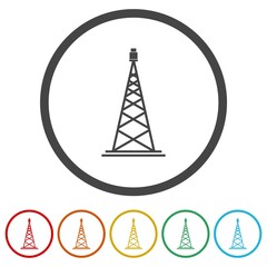 Oil rig icon. Set icons in color circle buttons