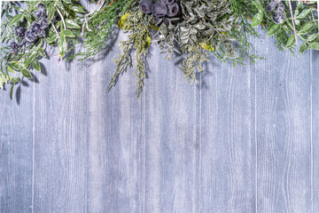 Christmas tree wooden background
