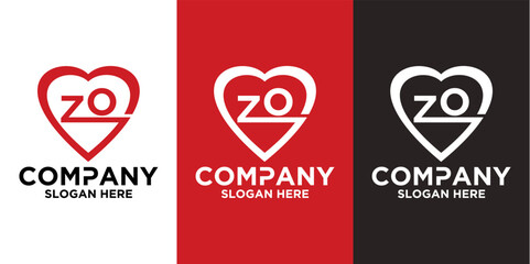 Initial letter Z O love logo vector design template - obrazy, fototapety, plakaty