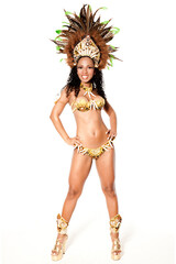 Linda passista dançarina de samba do carnaval do Rio de Janeiro, Brasil.