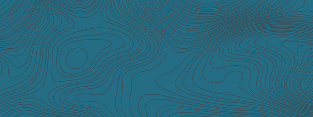 The stylized blue abstract topographic map with lines and circles background. Topographic map and place for texture. Topographic gradient linear background with copy space. 