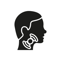 Sore Throat Silhouette Icon. Painful Sore Throat Black Icon. Male head in Profile Pictogram. Symptom of Angina, Flu or Cold. Isolated Vector illustration