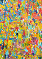 Fototapeta premium Color of lifes. Expressionist mood, texture Brush paint drawn vivid colorful oil on canvas