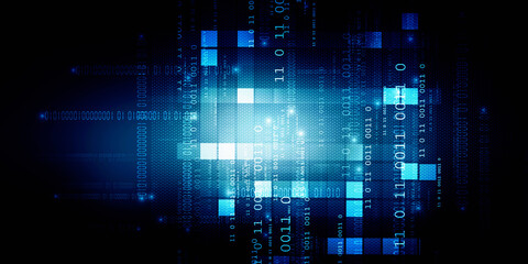 2d illustration abstract digital binary data on computer screen