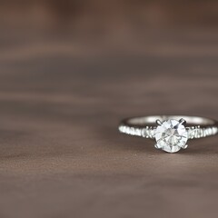 3D engagement ring placed on table render