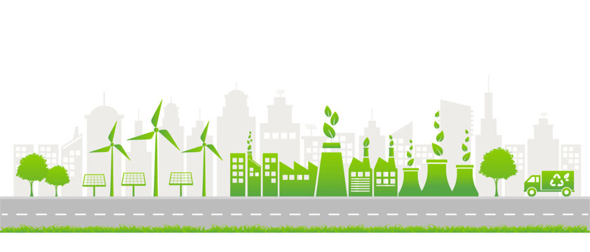 Banner flat design for sustainable energy development, Environmental and Ecology concept, Vector illustration