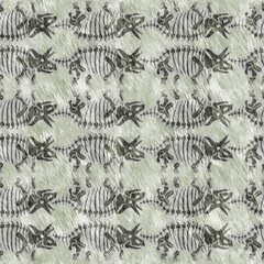 Hand drawn triceratops fossil bones dinosaur seamless pattern. Gender Neutral Jurassic silhouette. Home decor for museum, excintion and textile design.  © Leah