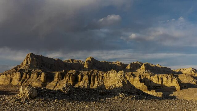 Time lapse of the sunrise and clouds in motion above the Earth forest in Tibet