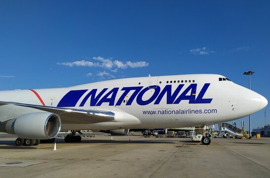 National Airlines Boeing 747-412(BCF) Plane In Lisbon Airport, Portugal