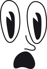 Shocked face expression in retro toon comic style
