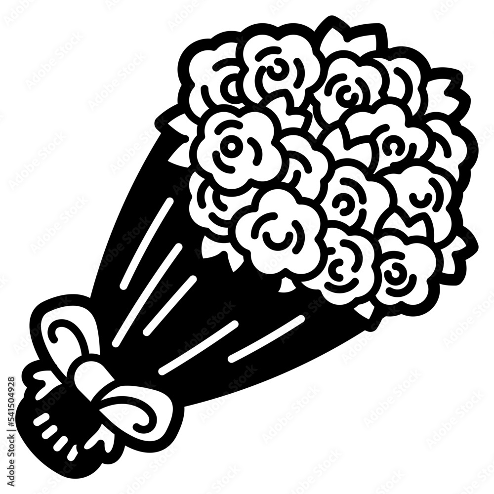 Sticker flower bouquet glyph icon