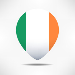  Ireland map pointers flag with shadow. Pin flag