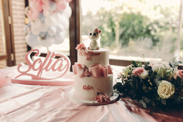 bride and groom on wedding cake