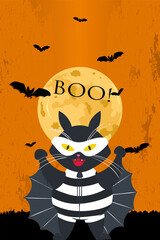 Scariest  boo party invitation greeting card blank template for Halloween 