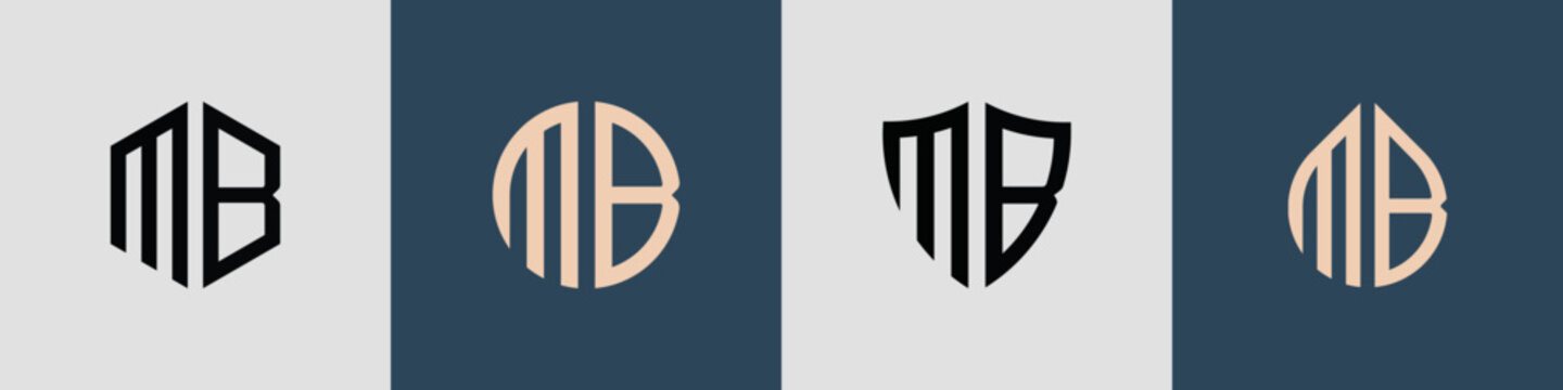 Creative simple Initial Letters MB Logo Designs Bundle.