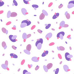 Seamless pattern of spots in the shape of an ellipse. Background of purple, pink and lilac ovals. Marker Art	