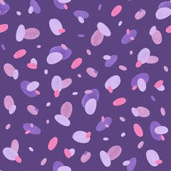 Seamless pattern of spots in the shape of an ellipse. Background of purple, pink and lilac ovals. Marker Art	