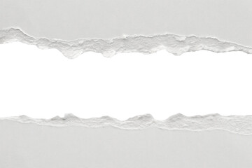 White ripped paper torn edges strips isolated on white background