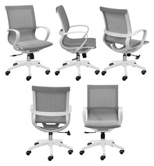 Gray office chair. Isolated from the background. View from different sides
