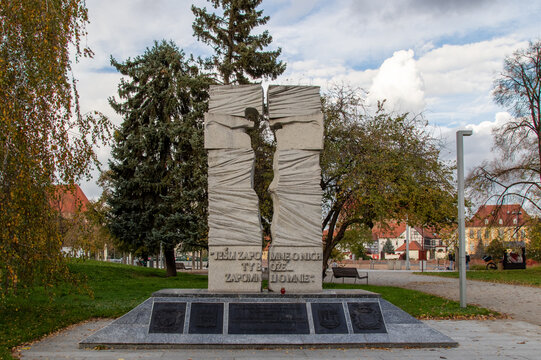Wroclaw, Poland - October 26, 2022: Monument to the Victims of the UPA, NKVD and Gestapo near Xawery Dunikowski Boulevard in Wroclaw