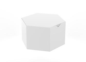 hexagon box mockup isolated on white background. 3d illustration