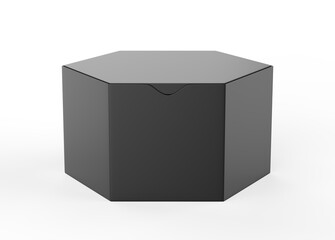 hexagon box mockup isolated on white background. 3d illustration