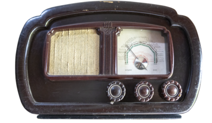 Old Vintage Radio Receiver. Antique Old Brown Radio  Soviet Receiver Worldwide Transmission Over Short Wave From the Last Century .Isolated on Transperent Background