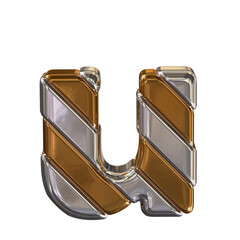 Gold letters with silver straps.  letter u © oleg