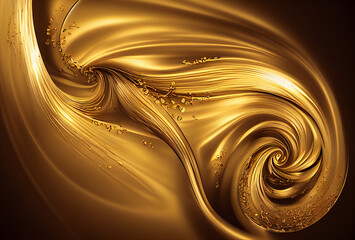 Gold background texture, wavy silky golden shades of colors beautiful, creamy, luxury  and flowing design