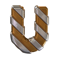 Gold letters with silver straps. capital letter u © oleg