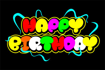 happy birthday writing vector design. with a unique lettering style with a combination of bright colors suitable for congratulation to the birthday person
