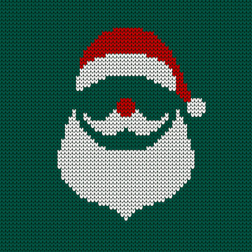 Abstrakter Gestrickter Weihnachtsmann Rot Wei&szlig; Gr&uuml;n Dunkelrot