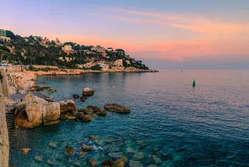 Photo sur Plexiglas Nice Mediterranean Sea and Mont Boron hill at sunset in Nice, South of France