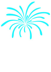 Fototapeta na wymiar Salute, fireworks clipart. Blue color. independence day decor. Isolated on transparent background.